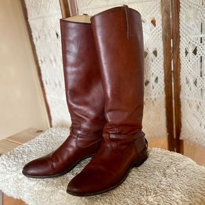FRYE Lindsay Plate Brown Leather Riding Boots